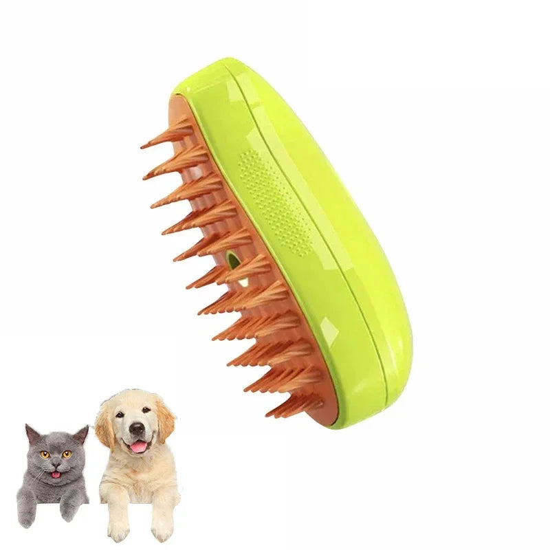 Pet Electric Steamy Brush - Electric Sprayer for Massage/ Grooming/ Deshedding 3 in 1