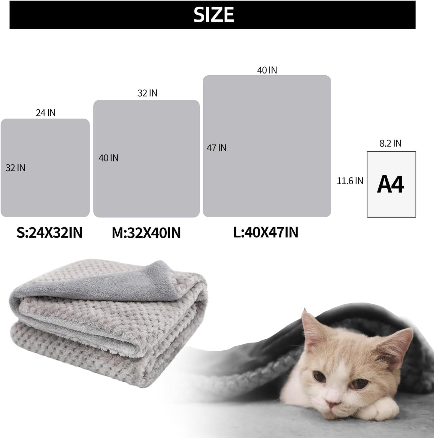 Premium Fluffy Fleece Dog Blanket, Soft and Warm Pet Throw for Dogs & Cats(32X40Inch, Grey)