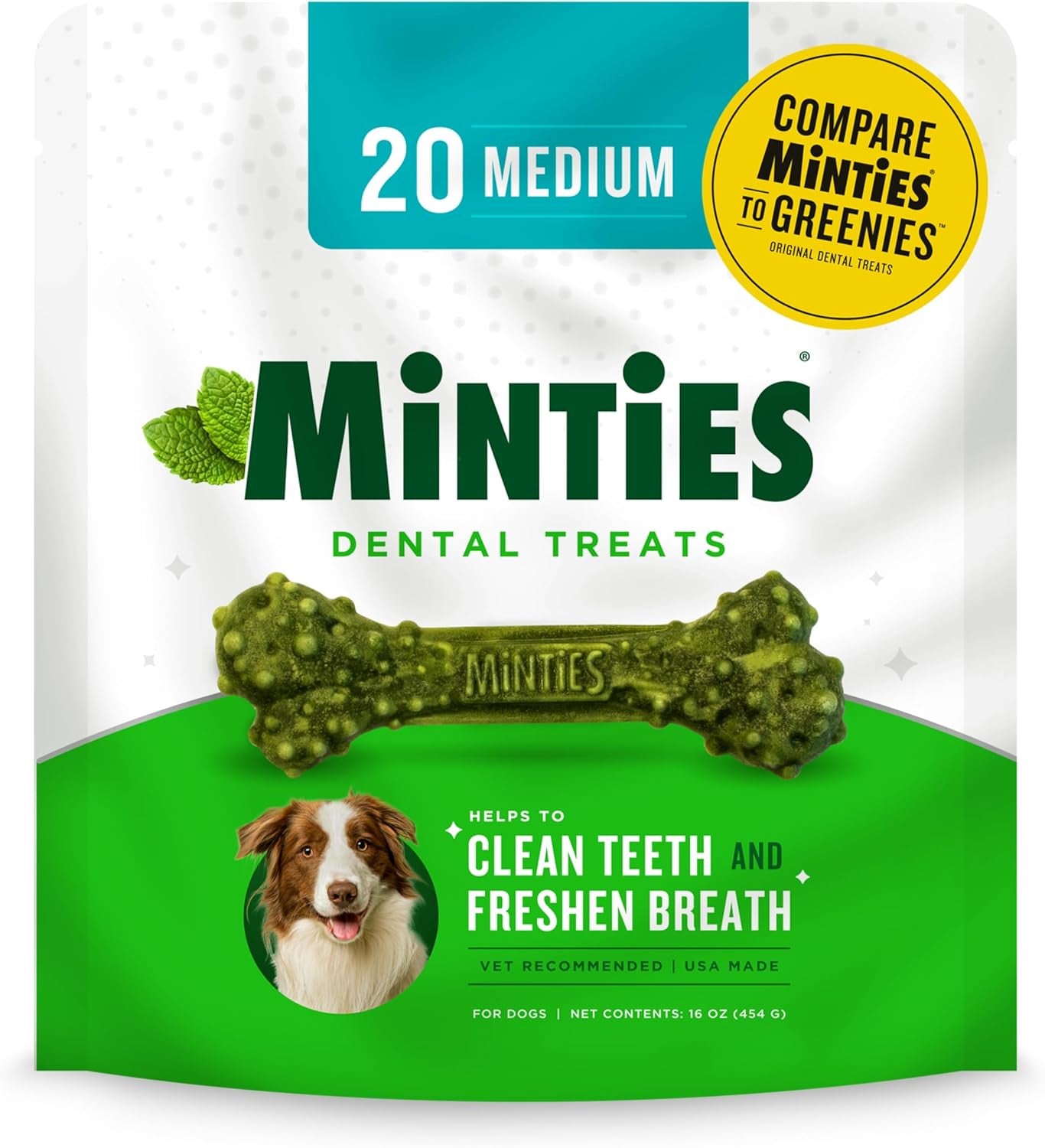 Vet-Recommended  Dental Chews for Medium Dogs - 20 Count, Freshen Breath, Clean Teeth, and Fight Plaque & Tartar