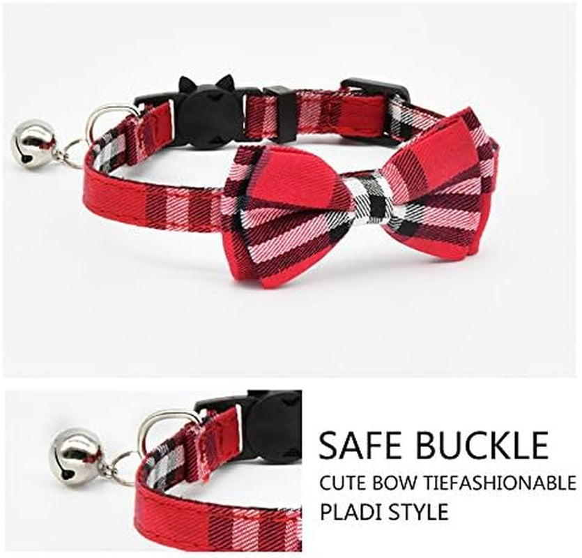 2 Pack Stylish Collar with Cute BowTie & Bell for Kitty and Some Puppies, Adjustable from 7.8-10.5 Inch (Black+Brown)