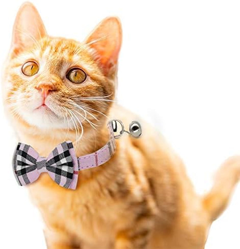 2 Pack Stylish Collar with Cute BowTie & Bell for Kitty and Some Puppies, Adjustable from 7.8-10.5 Inch (Black+Brown)
