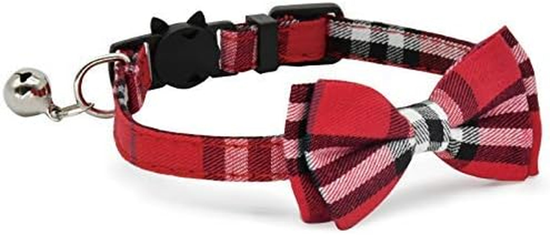2 Pack Stylish Collar with Cute BowTie & Bell for Kitty and Some Puppies, Adjustable from 7.8-10.5 Inch (Black+Brown)