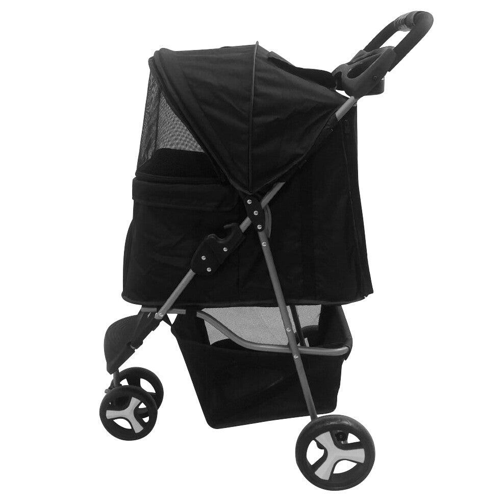 Dog Stroller / Travel Carriage - 3 Wheeler W/Foldable Carrier Cart & Cup Holder