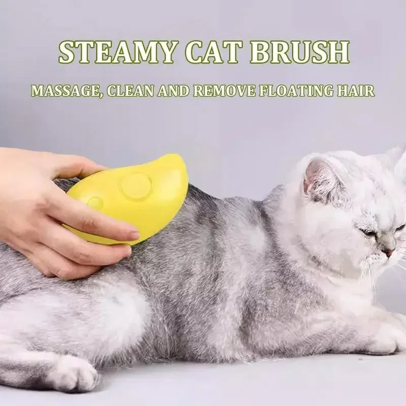 Pet Electric Steamy Brush - Electric Sprayer for Massage/ Grooming/ Deshedding 3 in 1 