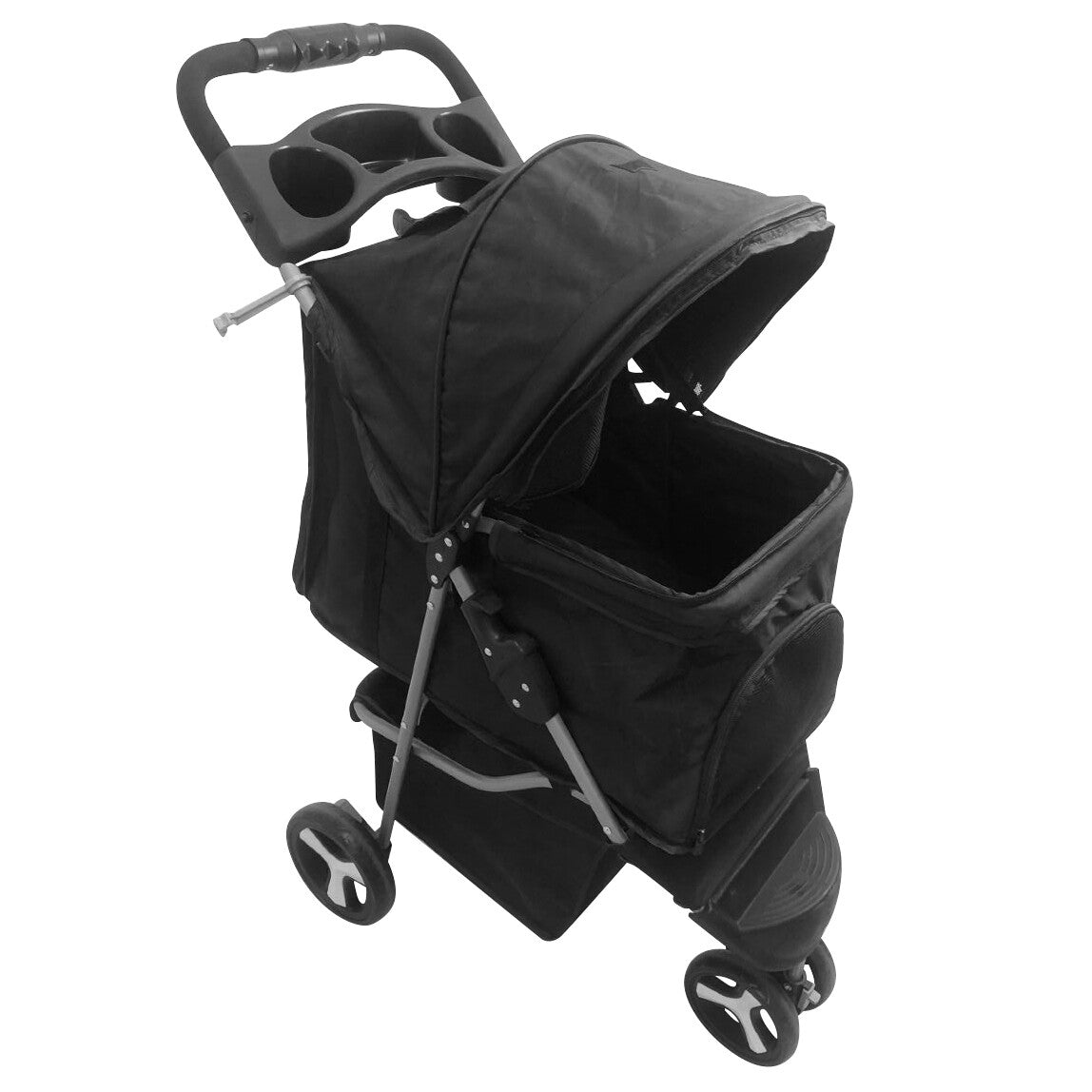 Dog Stroller / Travel Carriage - 3 Wheeler W/Foldable Carrier Cart & Cup Holder