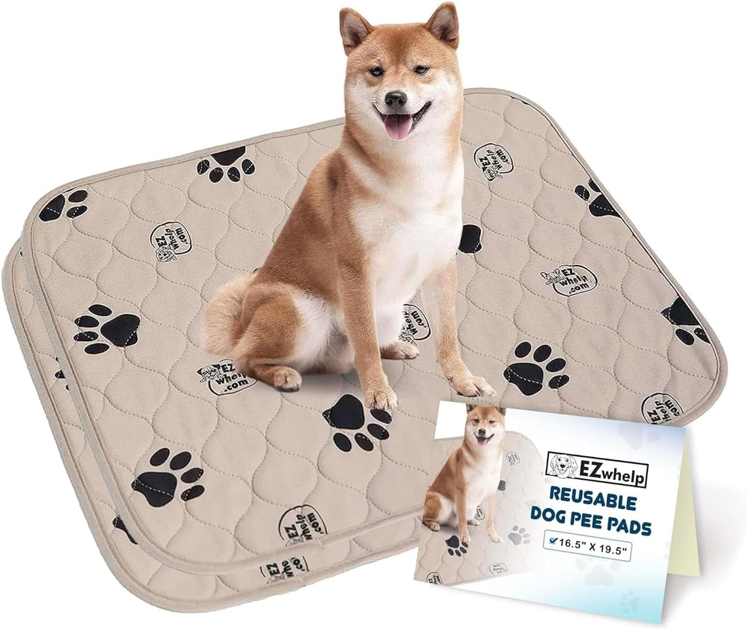 2 Pck Washable/ Reusable Dog Pee Pads, Waterproof Mats for Potty Training , 16.5X19.5 Inch