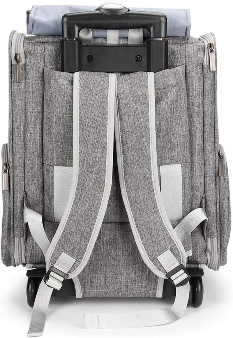 Pet Rolling Carrier/ Trolley- Cats/ Puppies Travel Bagpack with Wheels (Grey)